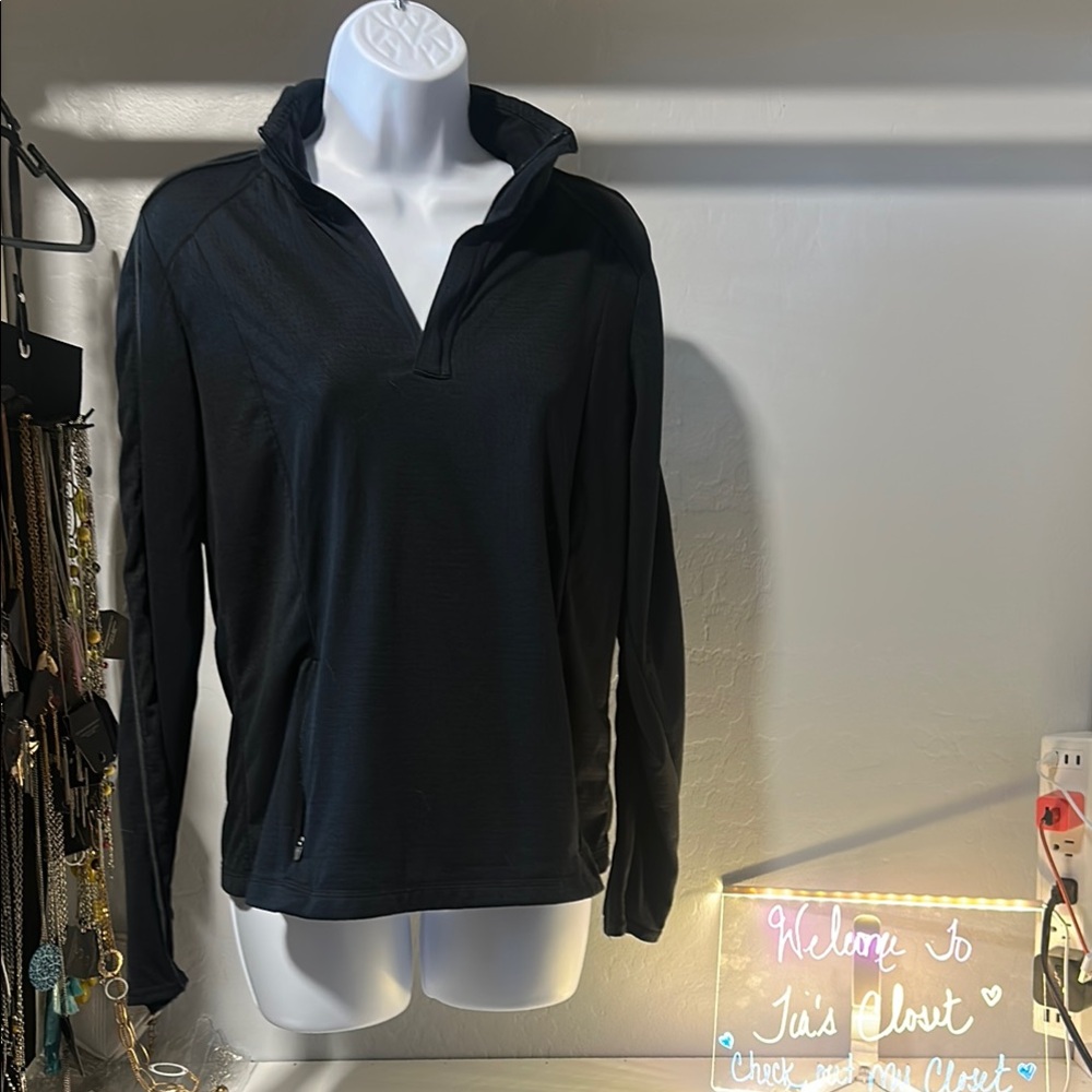No.126 Mondetta Black Polo Collar Long Sleeve Sweatshirt